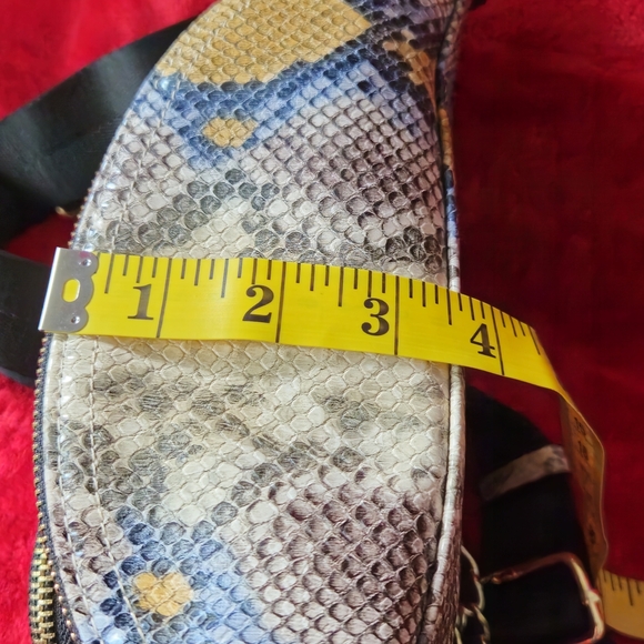 Steve Madden Snakeskin Print Crossbody & Waist Bag with Gold and Blue Accents - Picture 6 of 11